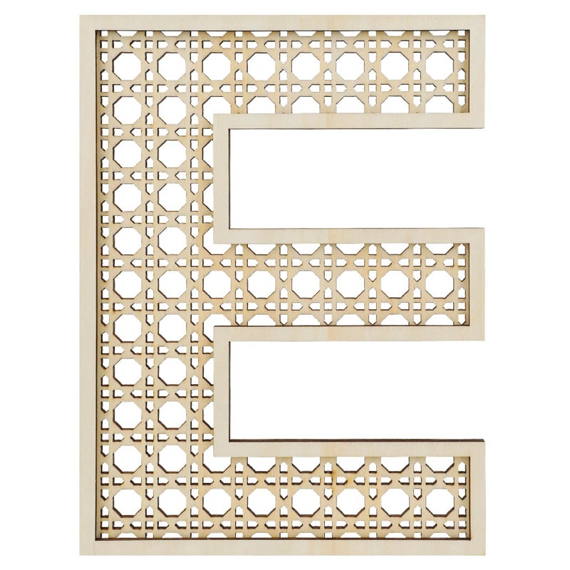 Ethanberg Wooden Rattan Letter E, 8 Inch Rattan Wood Baby Letters for Wall Decor Crafts, Boho Nursery Decor for Wedding Baby Shower Bedroom, Large Rustic Alphabet Letters Home Decoration - Image 1